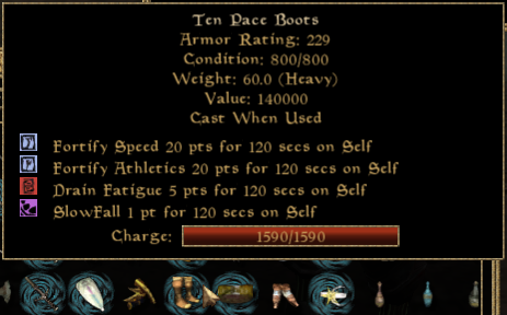 Ten Pace Boots in Morrowind